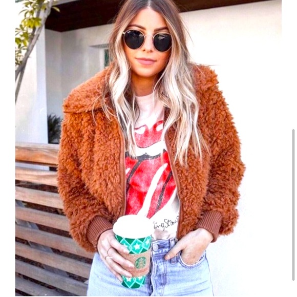 Olivaceous Jackets & Blazers - SALE LAST 1 Teddy Faux Fur Zip-up Jacket Large